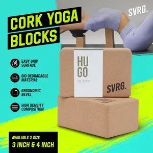 SVRG Cork Yoga Block - Yoga Brick Eco - Friendly 3 & 4 Inch