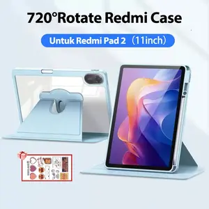 Case For Redmi Pad 2-720Rotate Flip Case 11inch Autolock Foldable Case For Redmi Pad 2(2025)Acrylic Crystal Clear Protective