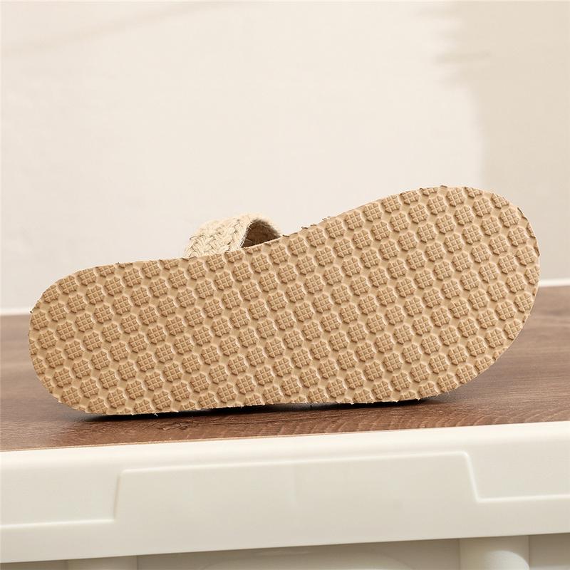 Product Introduction of Ethnic Style Imitation Straw Travel Imitation Hemp Bottom Women's Sandals Korean Fashion Outdoor Slippers Fashion Beach Girl Slippers 12