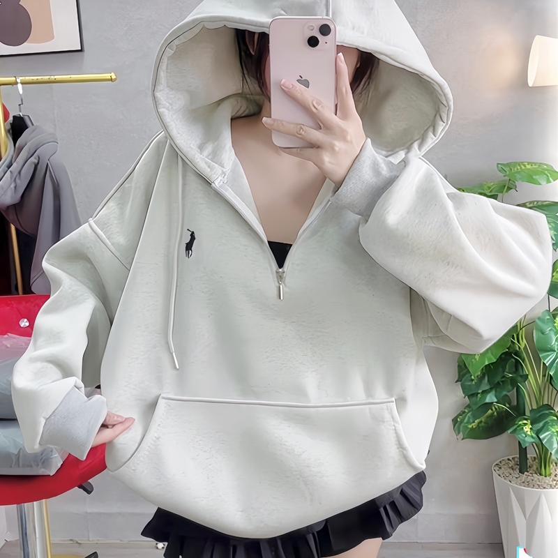 áo hoodie & áo len [FREESHIP] NỈ BÔNG FORM BOXY DÁNG DÀI NÓN TO HOẠ TIẾT THÊU AK23 áo khoác ngựa hoodie zip có thể giặt máy áo hoodie vàng ★ đỏ pocket