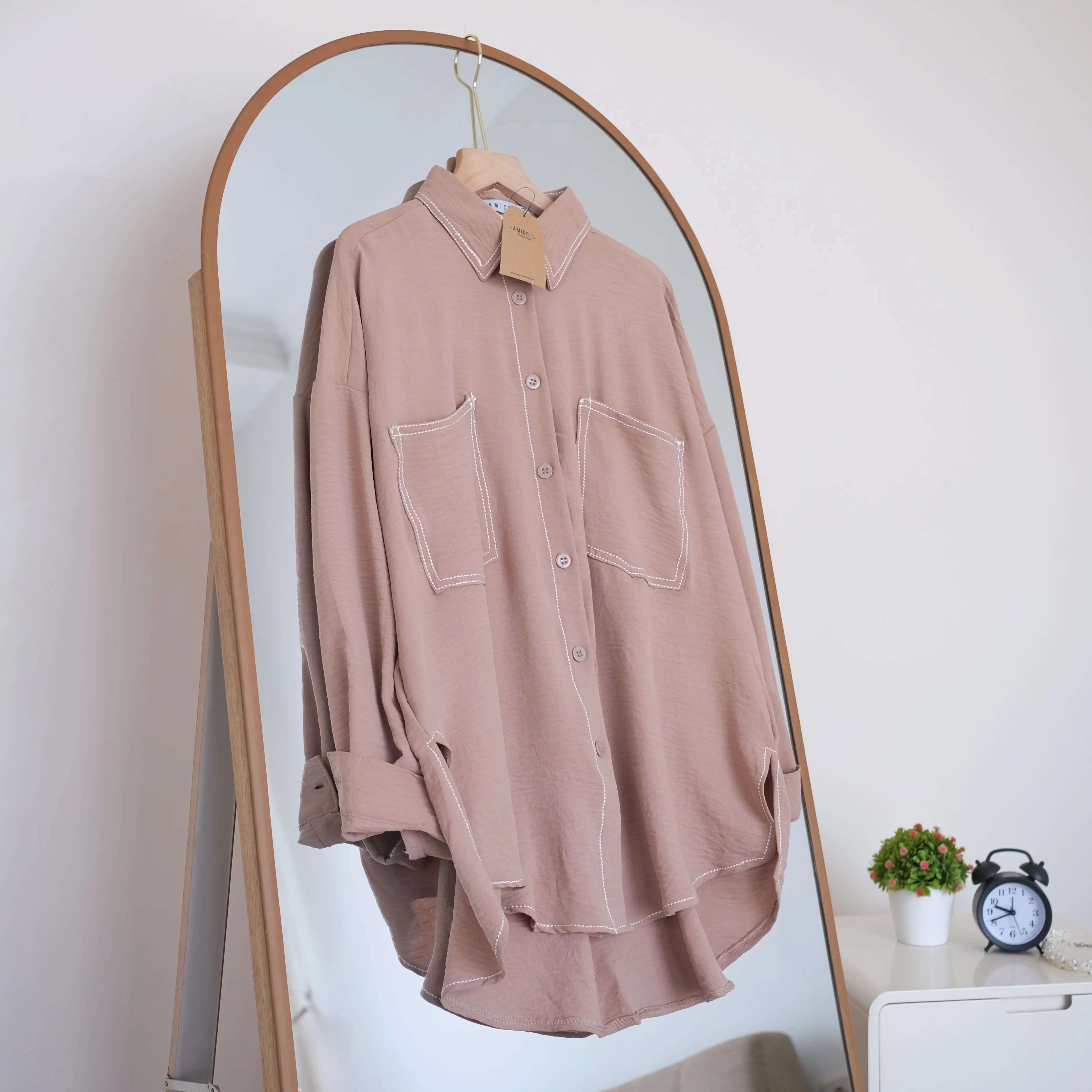Amicoid Nura Shirt Allsize Bigsize  atasan  wanita  crinkle Airflow Nyaman