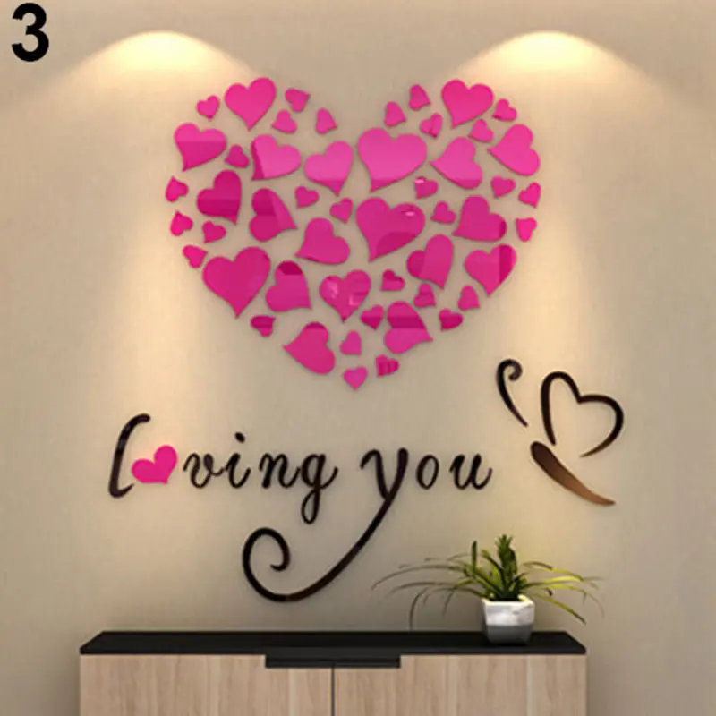 Nhãn Dán Tường Tình Yêu 3D Lãng Mạn, Thiết Kế Hình Trái Tim, Thích Hợp Để Trang Trí Nhà Cửa Và Văn Phòng, Đề Can Tự Làm, Quà Tặng, [HO] 5