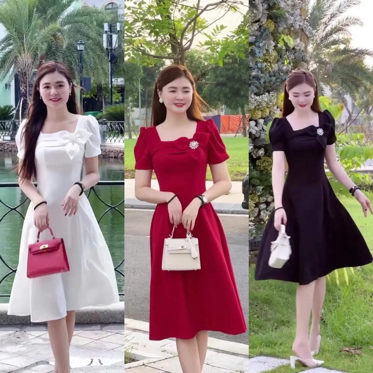 T111 Cổ vuông ,tay phồng , thiết kế sang chảnh phù hợp để đi tiệc dành cho nữ ! D111 Váy cổ V tay lỡ , 2 màu thiết kế cao cấp dành cho nữ , phù hợp để đi dự tiệc ! Women