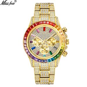 Jam Tangan Lelaki, MISSFOX, Jenama Terkenal Asia Tenggara, Fesyen, Mewah, Gaya Daytona, Hip-hop, Reka Bentuk Langit Berbintang, Berlian Penuh, Pergerakan Kuarza, Reka Bentuk Personaliti, Elegan, Padanan