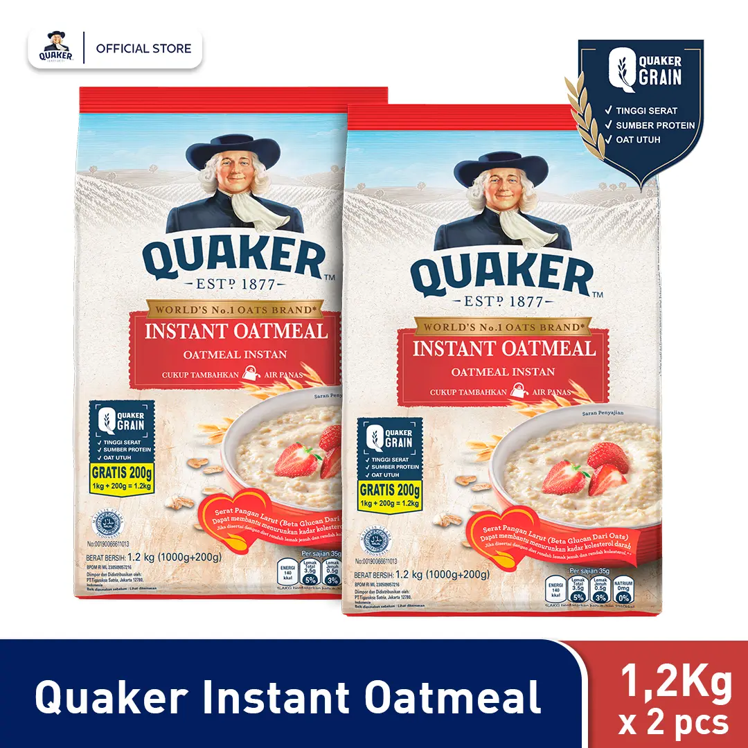 Quaker Instant Oatmeal 1.2 Kg - Twin Pack