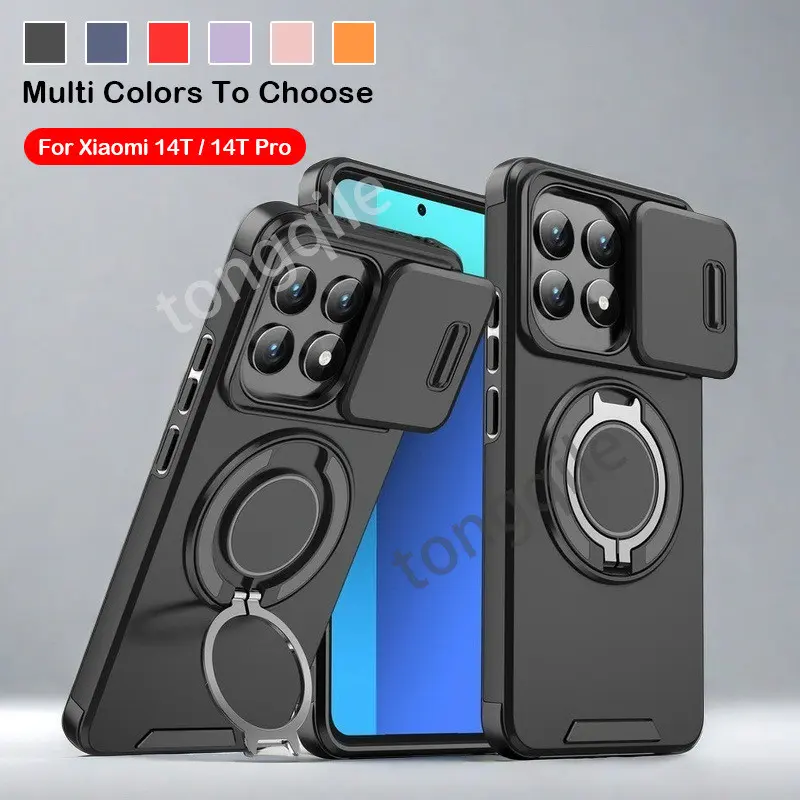 Ốp Chống Sốc, Dành Cho Xiaomi Mi 14T Và 14 Pro, Ốp Điện Thoại, Ốp Lưng, Ốp Lưng Sốc, Giá Chân Đế Xe Hơi, Giá Đỡ, Cửa Sổ Trượt, Bảo Vệ Camera, Viền TPU Mềm 0