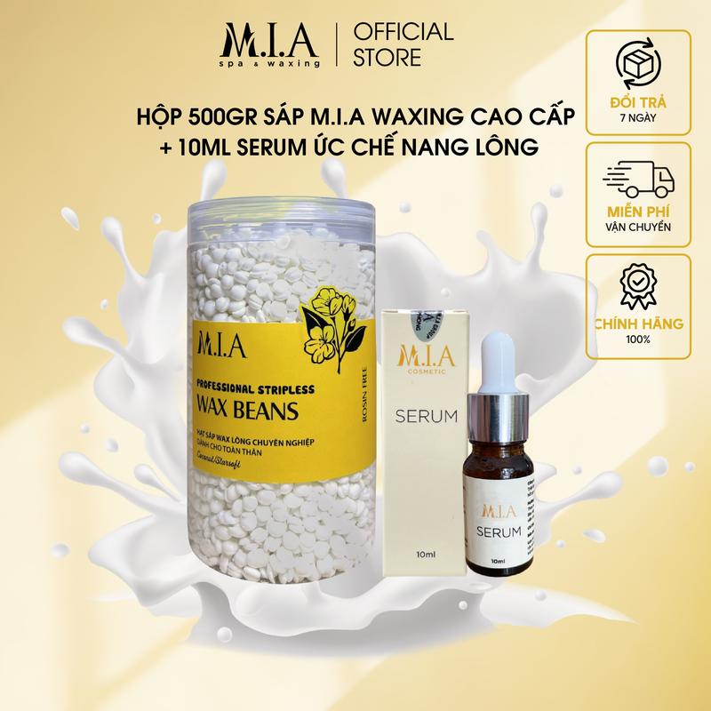 [Tặng serum + que gỗ] Hộp 500gr Sáp Wax Lông MIA WAXING  Coconut Cao Cấp wax tay, chân nách