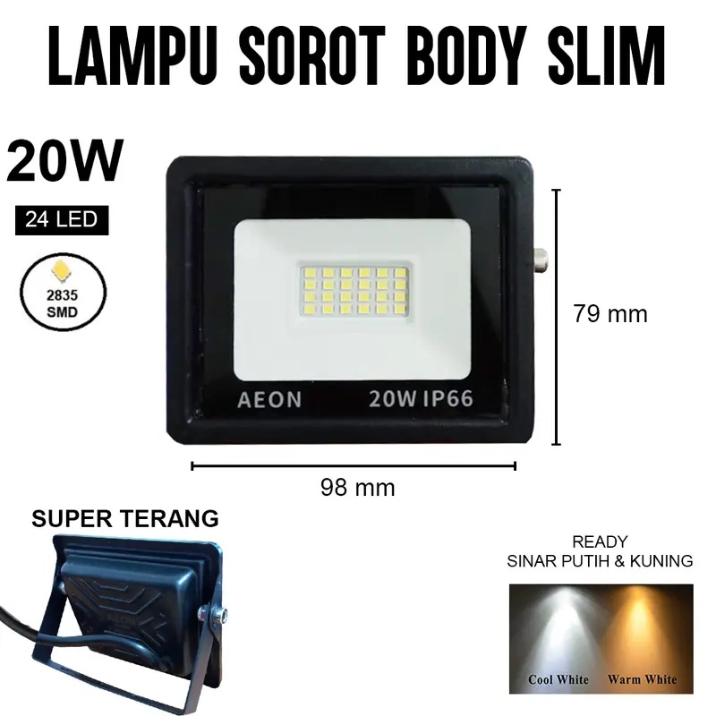 COD Lampu Sorot LED 20W / Outdoor / Tembak / Panggung / Lapangan / Taman lampu sorot pasar malam lampu  led 100watt 100 watt super terang 0