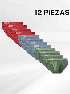 Calzoncillos triangulares de color liso con cinta de letras para hombre para uso diario, ropa interior informal para hombre para todas las temporadas