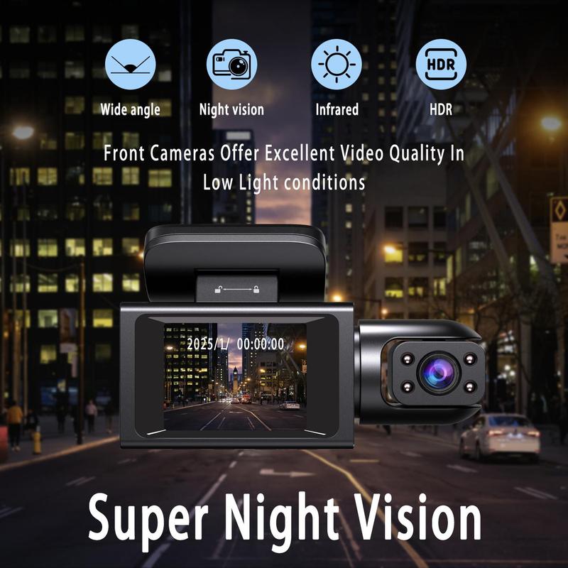 Product Introduction of 1080P 3 Lens Dashcam, Car DVR Camera for Front & Inside & Rear, Wide Angle Car DVR Camera with 32GB Memory Card, Car Video Surveillance 6