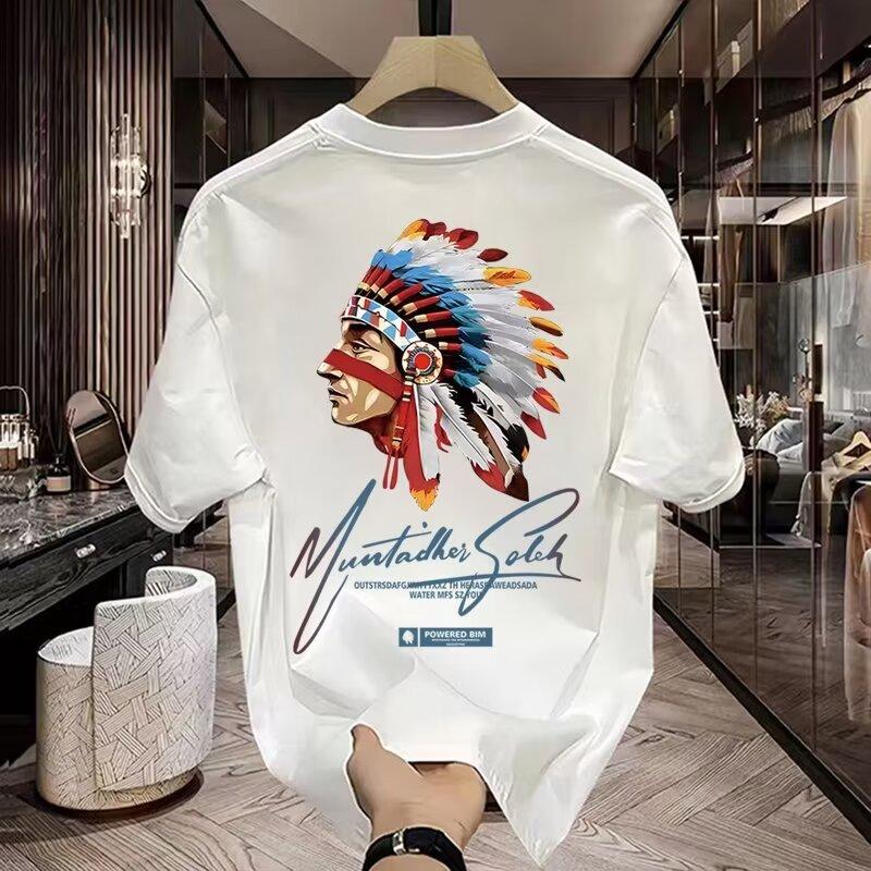 Áo Thun Cho Nam, In Hình Thời Trang, Áo Thun ngắn Tay Áo, Dáng Rộng Thường Ngày Hàng Mới Về 2024, Làm Bằng Cotton, Áo Mặc Ở Nhà, SR0506 Menswear