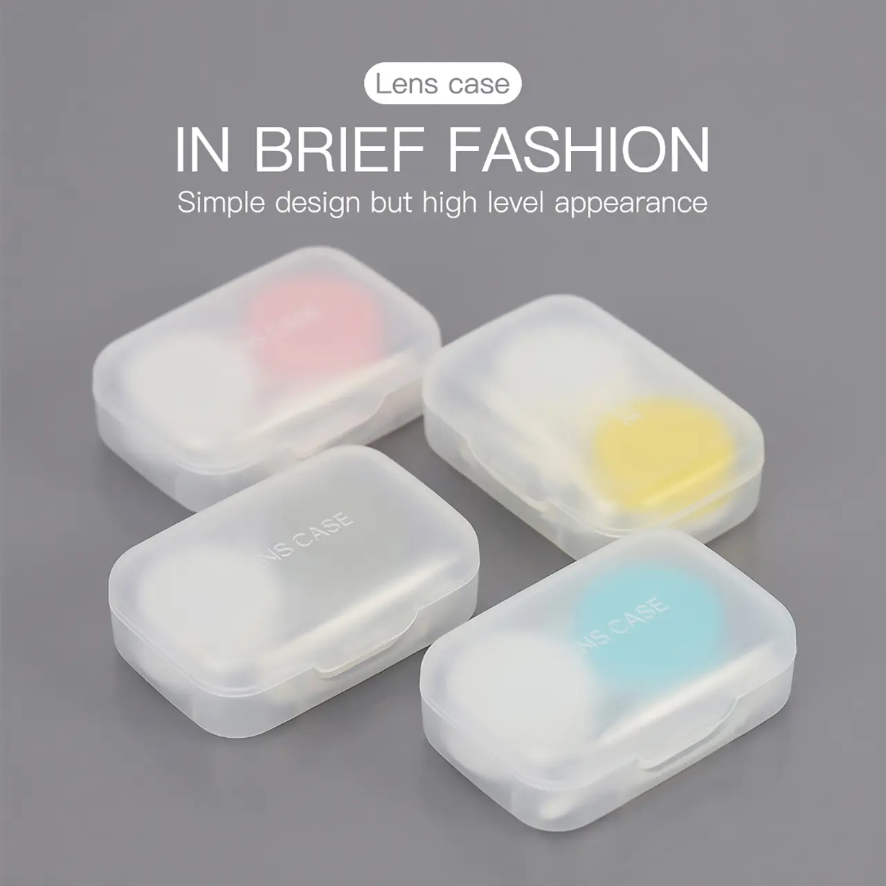 Travel Kit Mini Cute Warna Pastel Kotak Softlens / Tempat Soflens Case Transparant Softlen + Capitan + Tongkat Tekstur Matte 64MM Contact Lens Eye
