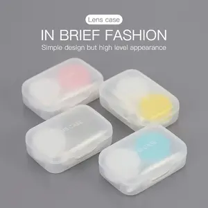 Travel Kit Mini Cute Warna Pastel Kotak Softlens / Tempat Soflens Case Transparant Softlen + Capitan + Tongkat Tekstur Matte 64MM Contact Lens Eye