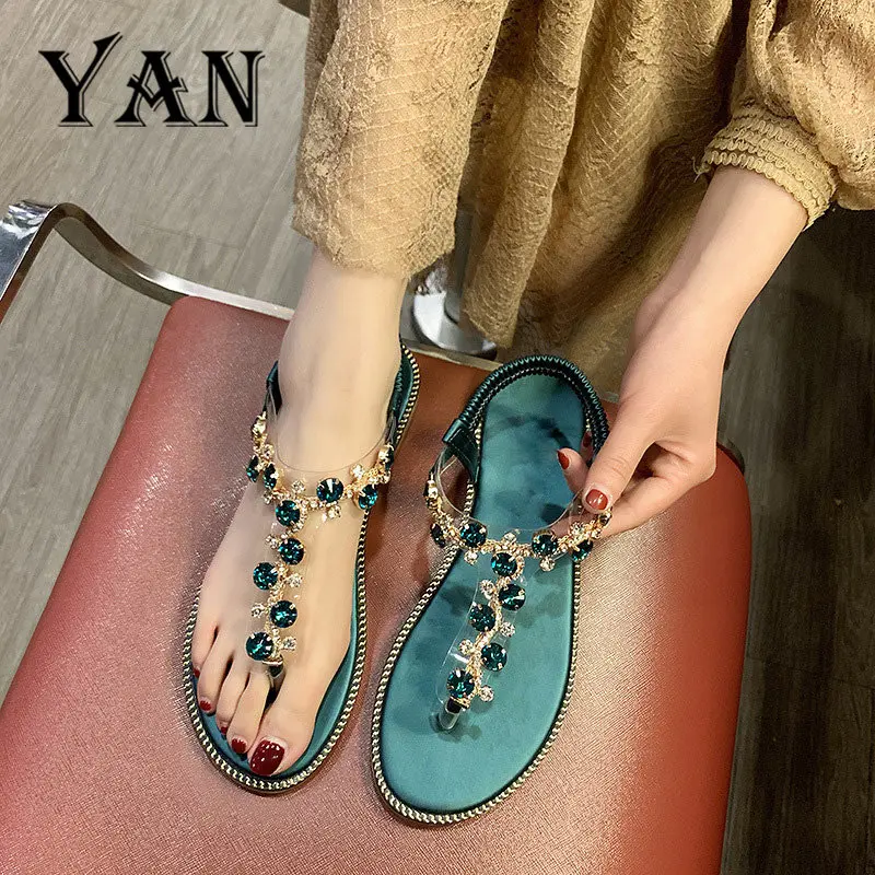 YAN Sandal Pantai Tali Wanita Sendal Jepit Wanita Karet Casual Sandal Wanita