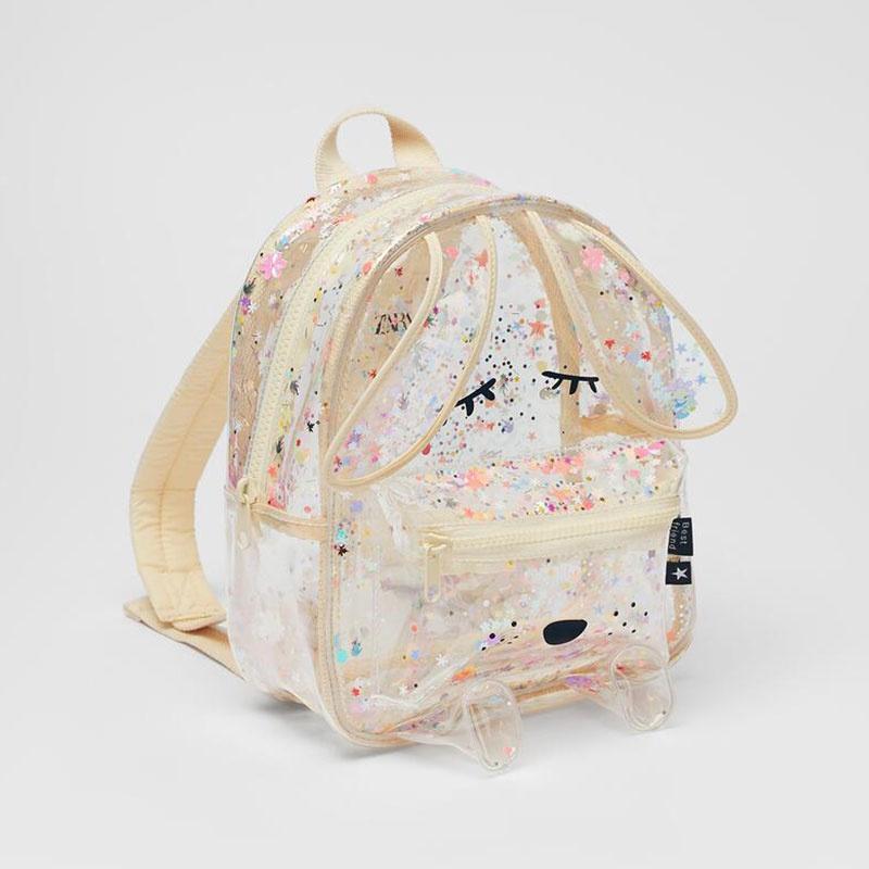 Ba Lô Trong Suốt Hình Thỏ Đính Kim Sa Lấp Lánh Phong Cách Hàn Quốc Cho Bé Gái Túi Backpack Đeo Vai