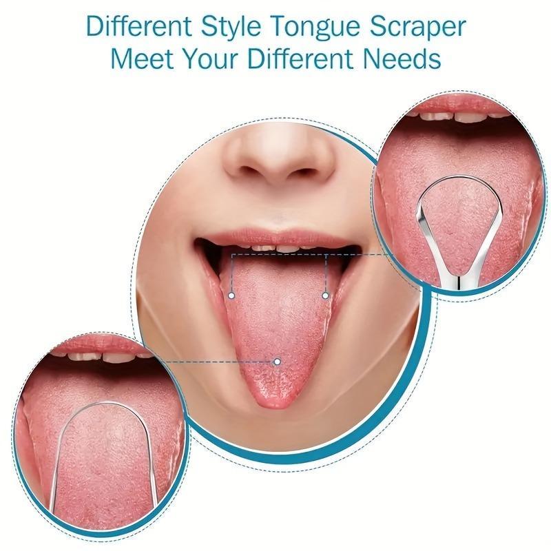 Product Introduction of Stainless Steel Tongue Scraper Set, 3 Counts/set Portable Tongue Cleaner, Oral Care Tool for Adults, Easy To Use and Remove Bad Breath 2