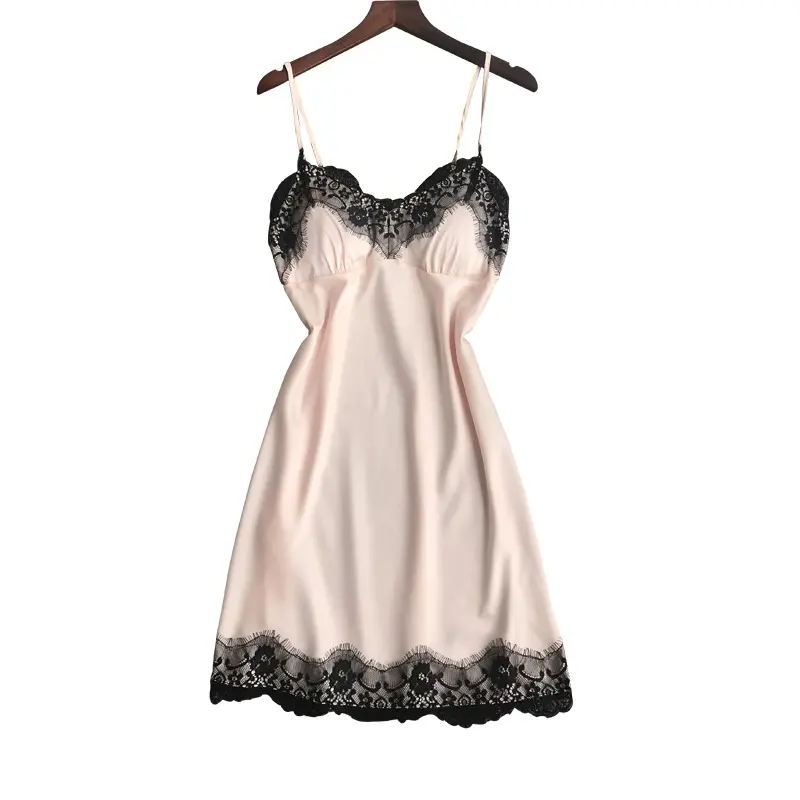 Women's Pajamas Seduction Sexy V-neck Simplicity Comfortable Breathable Lace Slip Nightdress Home Wear Silk
