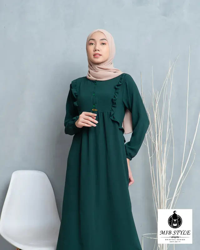 MIB Style - Alzena Dress Crinkle Airflow - Gamis Polos Busui Friendly Kancing Aktif Tali Nyaman • simpel 6