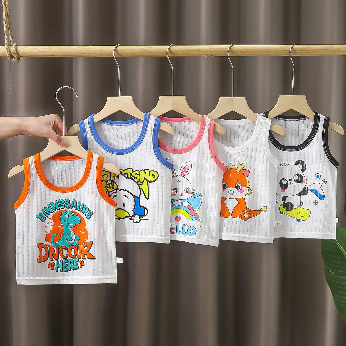 CHILDREN'S vest, summer pure cotton thin boys' top, baby girl sleepveless vest
