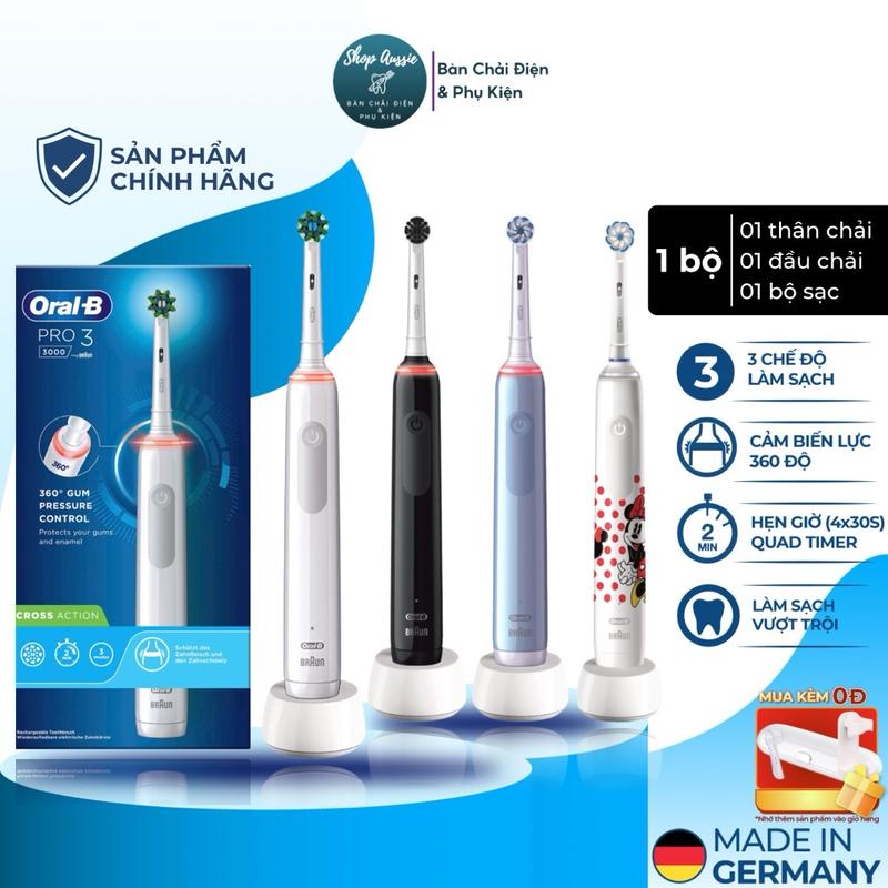 [Made In Germany] Bàn Chải Điện Oral-B Pro 3 3000 - Cảm Biến Lực 360°, Pin Li-ion, Hẹn Giờ ProTimer, 3 Chế Độ Chải Răng