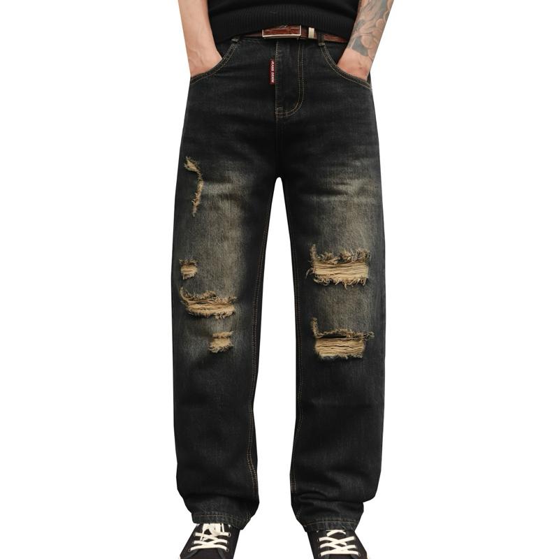 Quần Xuông Rêu Đen Rách Gối Túi Sau Trơn Phom Mềm Ống 20 Ko Co Giãn Mã 2293