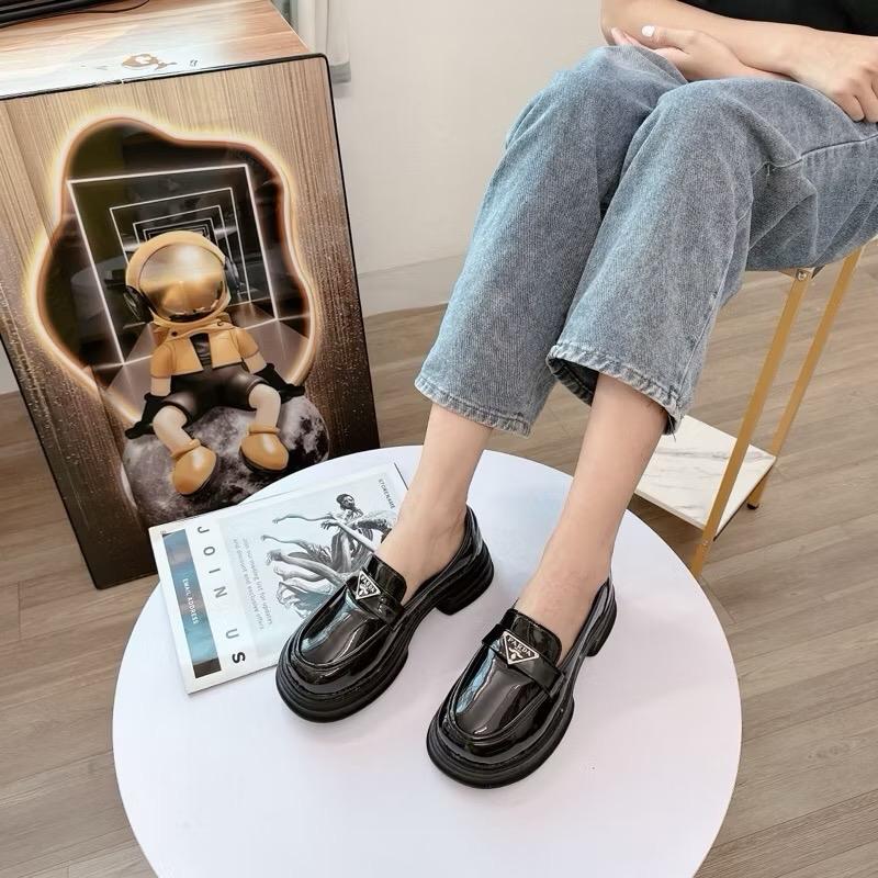 (chuẩn size) Giày Nữ Prd Da Bóng Đế Độn Kiểu Dáng Thời Trang Hot Trend Shoes oxford giay doc