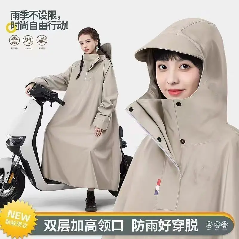 Áo mưa cho xe tay ga Điện có tay áo, dài và toàn thân, áo mưa nặng, dành cho nam và nữ, người lớn, dày dặn, thích hợp để đi xe đạp, ra mắt vào năm 2025