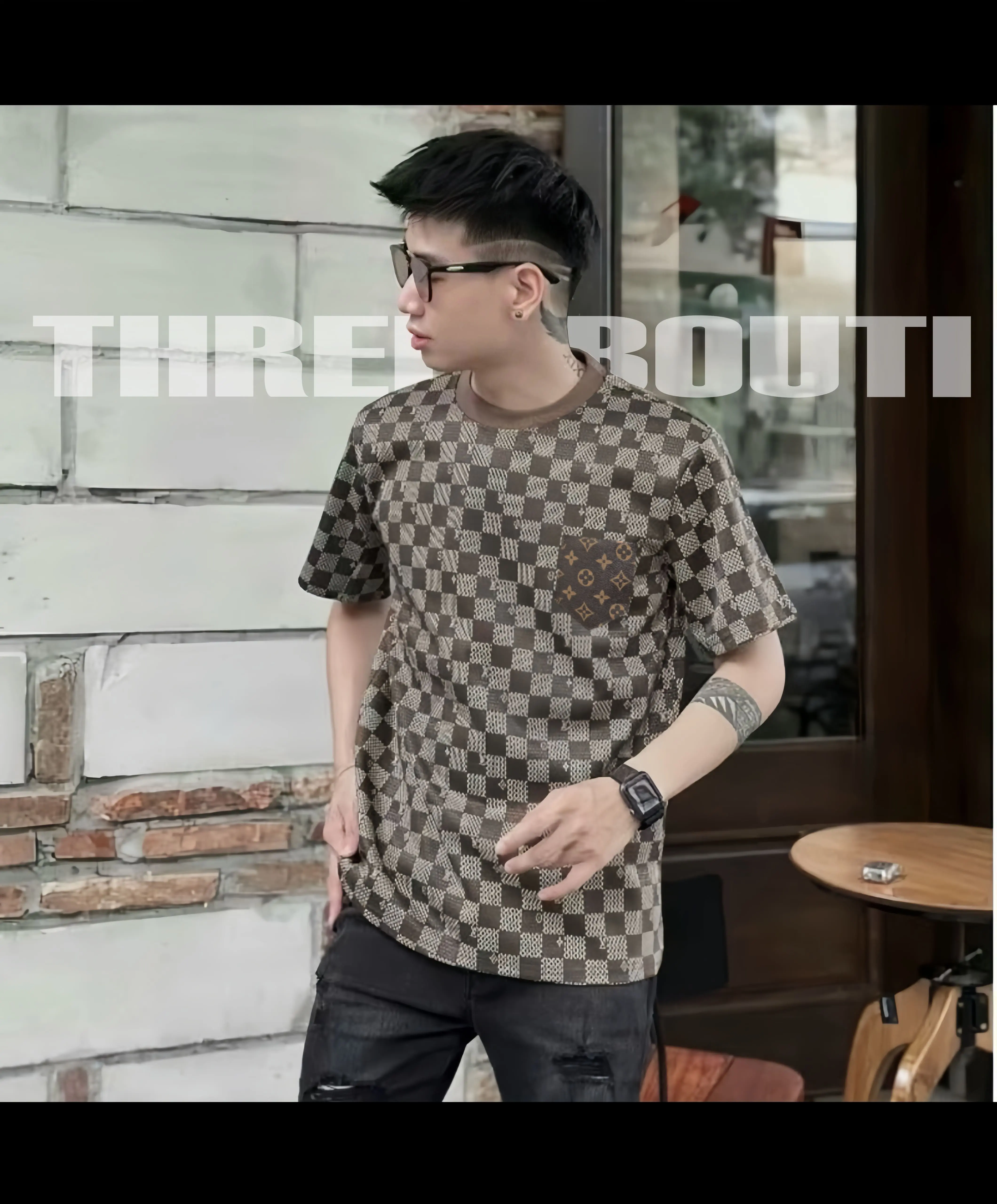 Áo Thun LỆ Vy Nam Nữ Hoạ Tiết Caro Nhỏ Chất Umi Cotton Dệt Vân 250GSM SS25  boy phố