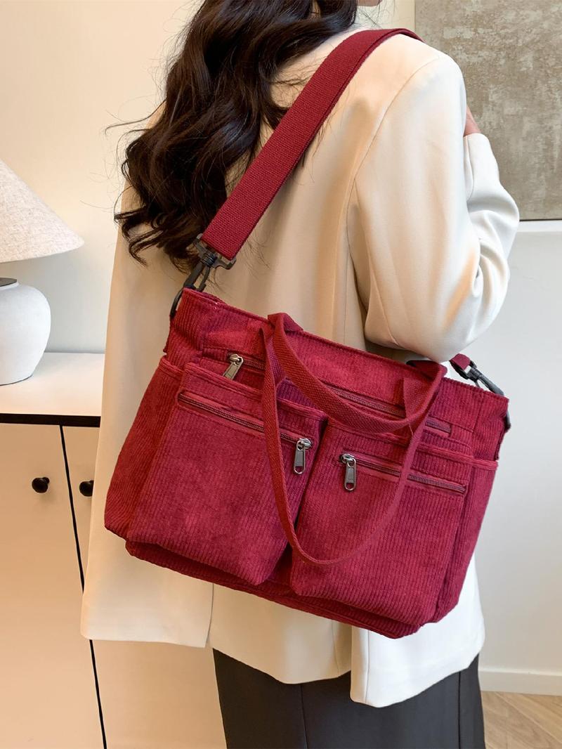 Product Introduction of Women's Ditsy Floral/Strawberry Pattern Tote Bag, Fashionable Multi-pocket Shoulder Bag for Daily Used, Casual Trendy Versatile High-quality Daily Commuting Bag 6