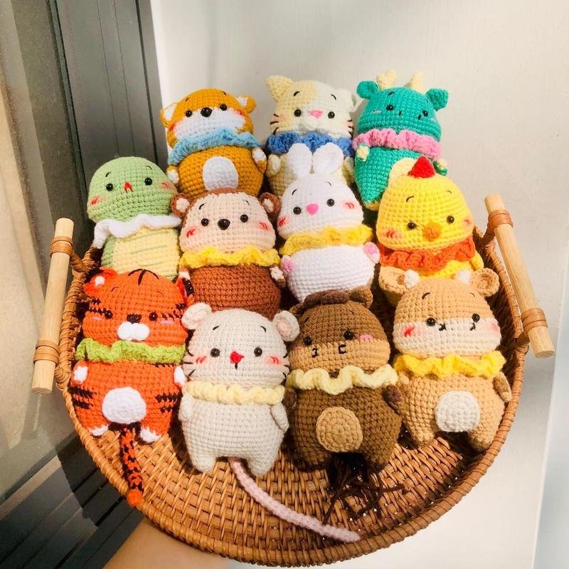  DIY Gói Nguyên Liệu Móc Len Tự Làm Móc Khoá Len 12 Con Giáp Nhồi Bông Đáng Yêu Quà Tặng Handmade Ý Nghĩa 