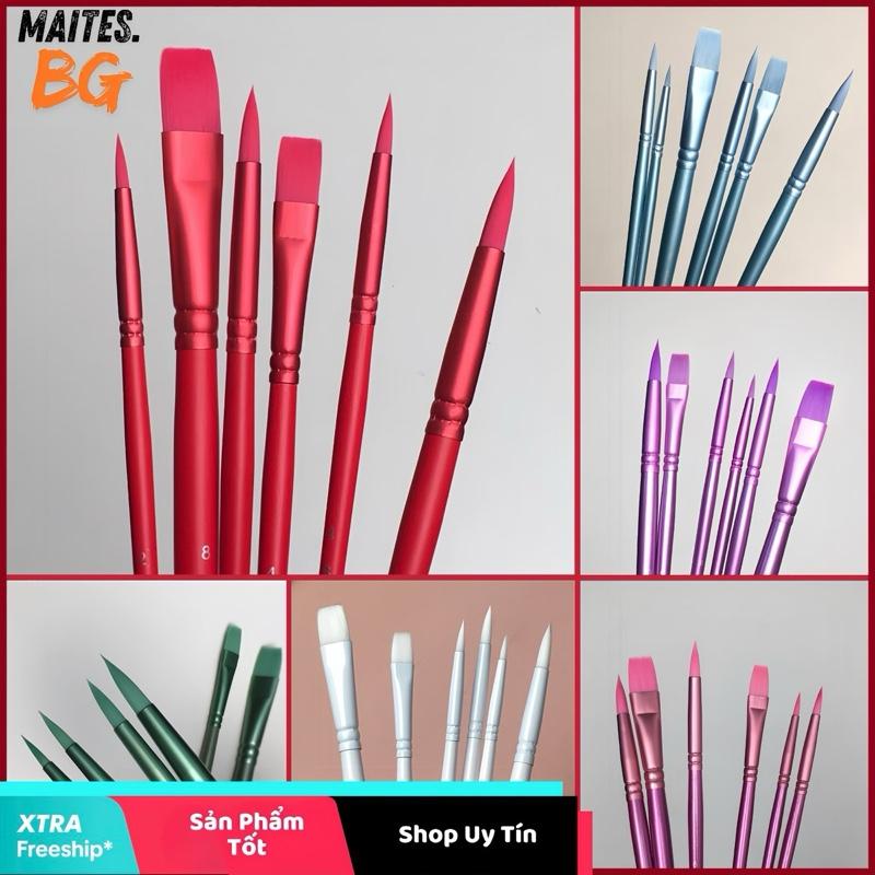 Bộ cọ vẽ Cao Cấp MaiHui đầy đủ kích thước – Lông sợi nylon, chuyên dụng cho tô tranh số hoá, màu acrylic, màu nước