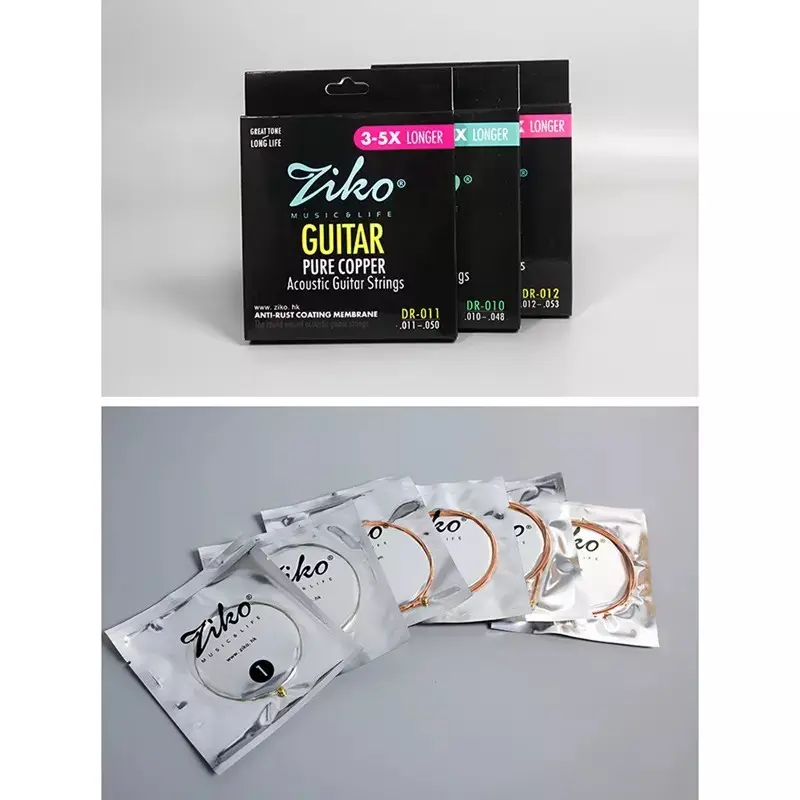 Bộ 6 Dây Đàn Guitar Acoustic Ziko  DR-010, DR011, DR012 1