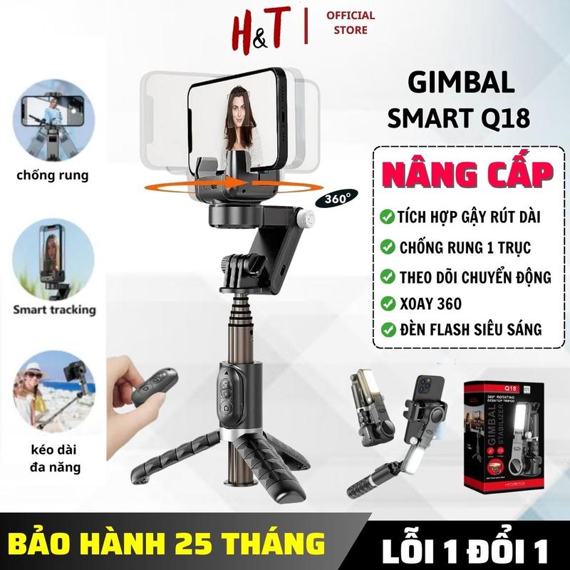 Gimbal Chống Rung Điện Thoại Q18. Tay Cầm Chống Rung điện thȯại Gậy Chụp Ảnh, Quay Video, Vlog xoay 360... Phụ Kiện Selfie