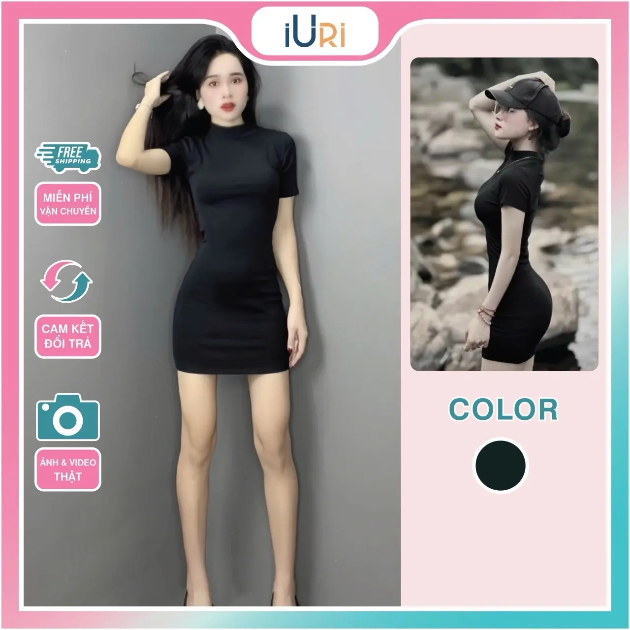{GIÁ MỞ BÁN} VÁY BODY loại 1 CỔ 3p NGẮN ôm dáng siêu đỉnh Nữ mặc 4 mùa IURI HOUSE