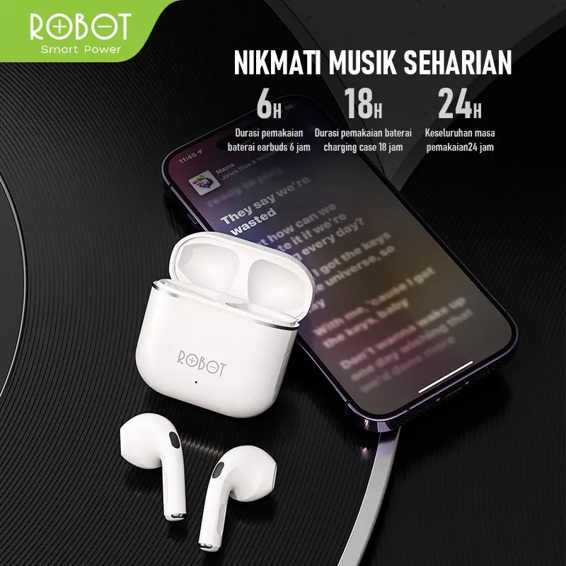 Paket Bundling Robot TWS Wireless Earphone Airbuds New T50S dan case T50S Original BT 5.3 True Wireless Headset Bluetooth Earbuds IPX4 WaterProof - Garansi 1 Tahun [ BISA COD ] Suara ngeBass Smart Headphones 2