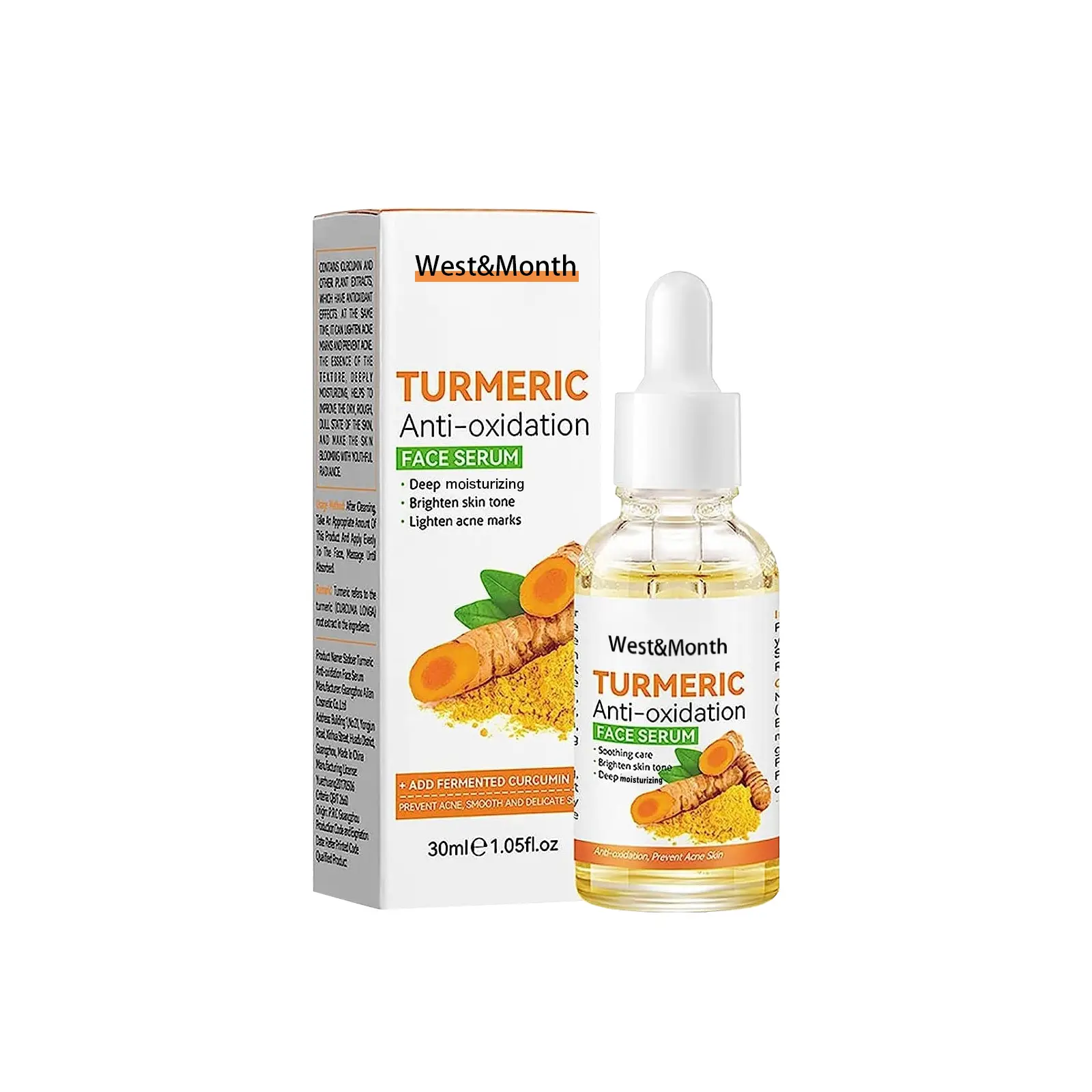 West & Month Turmeric Facial Essence Hydrating Acne Marks Brightening Skin Essence