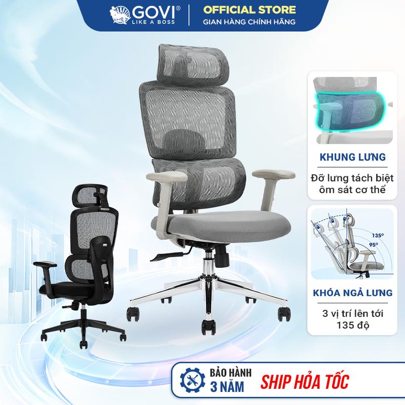 Ghế công thái học GOVI Win W05A - Thiết kế chuẩn công thái học, bảo vệ sức khỏe, hạn chế mắc các bệnh văn phòng
