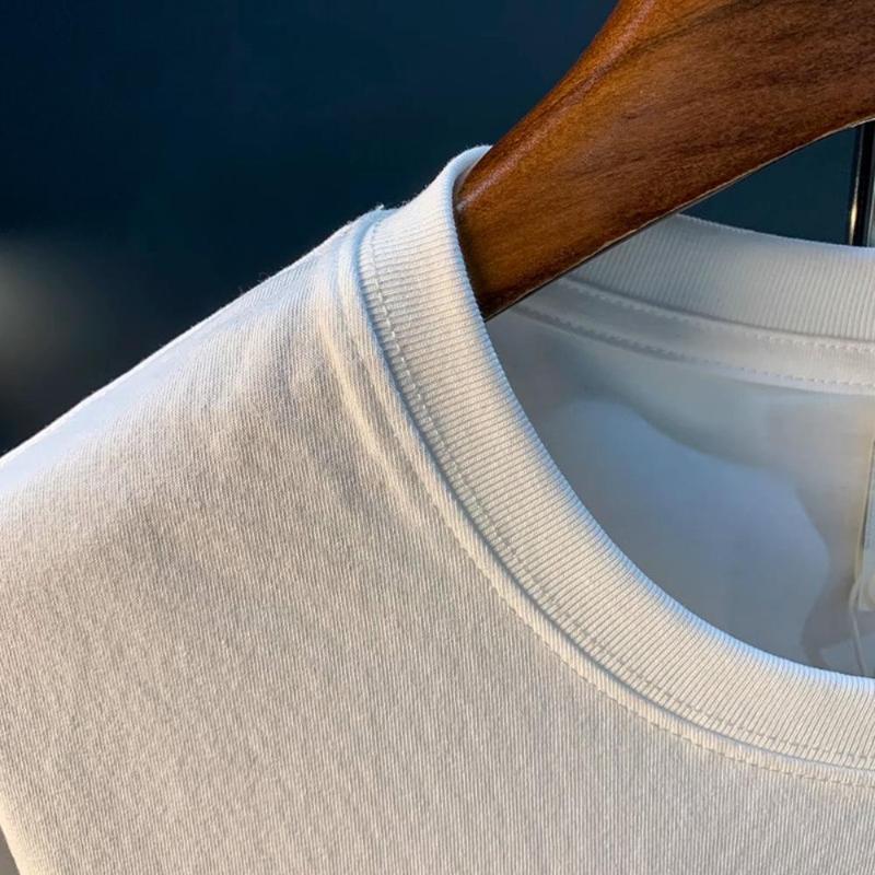 Desain cetak monogram asli, kaos lengan pendek longgar sederhana untuk pria 5