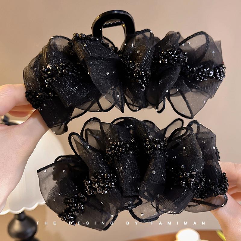 Kẹp Càng Cua Lưới Màu Đen Cỡ Lớn - Kẹp Cá Mập Sau Đầu Cao Cấp 2025 | Thiết Kế Lưới Phồng Chống Trượt | Chuyên Cho Tóc Dày Dài | Chất Liệu Nhựa ABS Bền Đẹp | Phụ Kiện Tóc Nữ Sang Chảnh | Kiểu Dáng Tối Giản Thời Thượng