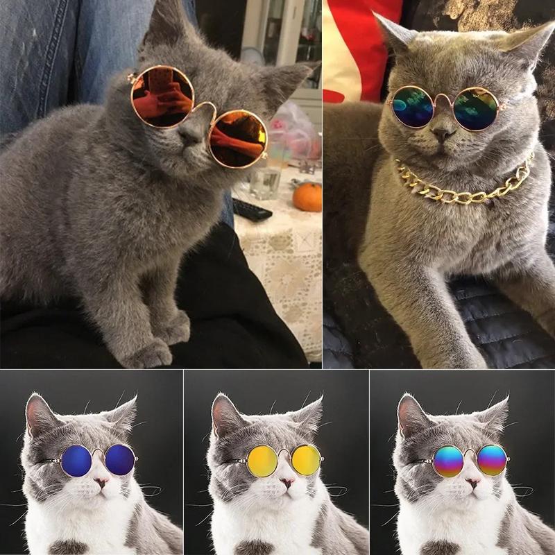 Product Introduction of Pet Sun Glasses Pet Vintage Round Glasses Cat Accessories Puppy Photos Props Decorations for Dogs Reflection Eyewear Glasses 13