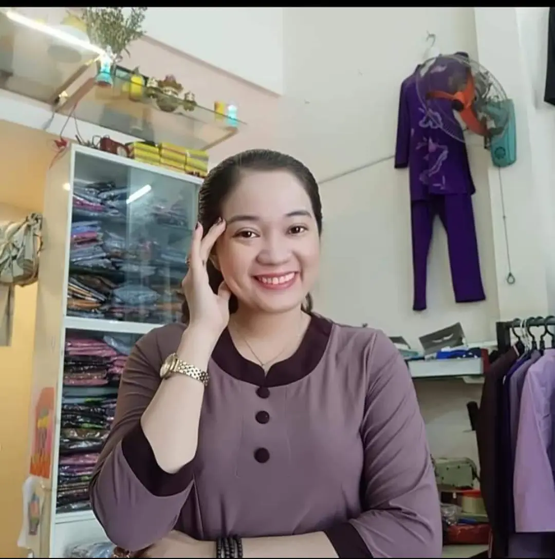 Áo Lam Đi Chùa Nữ - Pháp phục truyền thống thêu sen tay dài, phối viền vải thun dành cho chị em phật tử