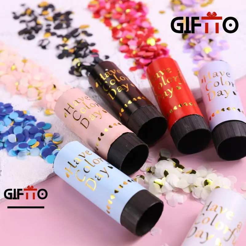 Pháo giấy kim tuyến Confetti 11cm GiftTo - Combo 6 Quả chất lượng cao, Pháo tiệc cưới, sinh nhật 6