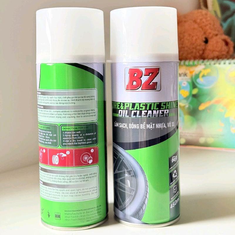 [Tặng Khăn Vàng] Chai Xịt Phục Hồi Nhựa Nhám Và Làm Bóng Lốp Xe BZ TIRE SHINE 450ml MẪU MỚI CHẤT LƯỢNG CẢI TIẾN