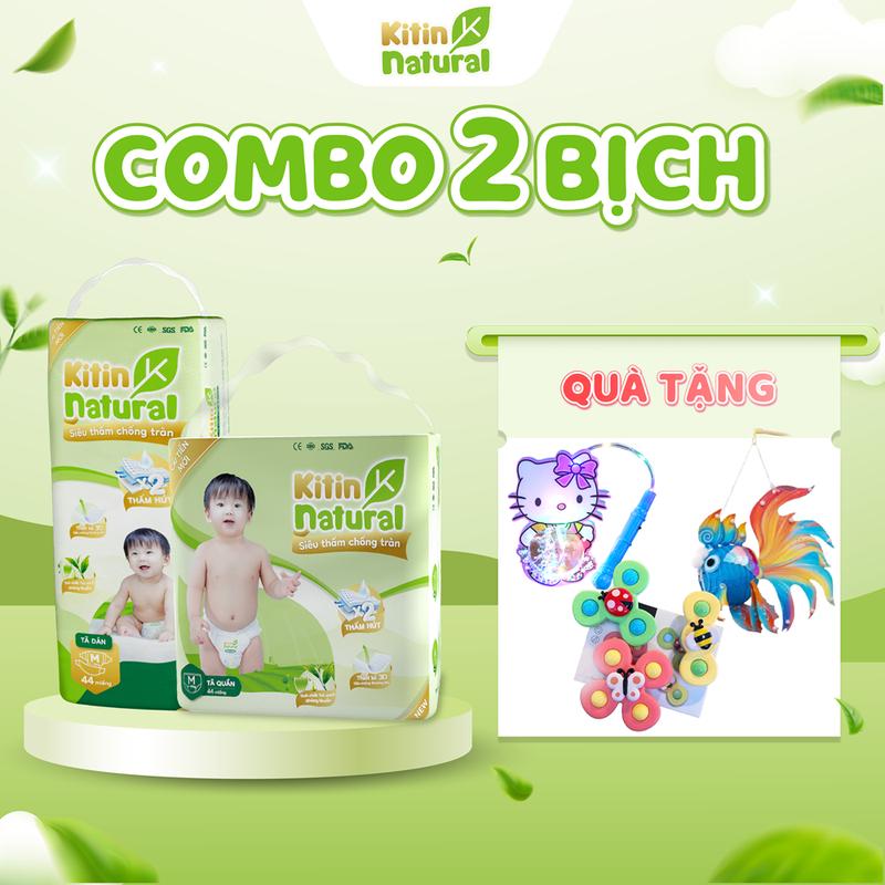 [TẶNG QUÀ 0Đ] khi mua COMBO 2 BỊCH TÃ BỈM QUẦN/DÁN Kitin Natural mỏng nhẹ, thấm hút tốt, đủ size tã dán tã quần cho bé đủ size NB/S/M/L/XL/XXL/3XL/4XL