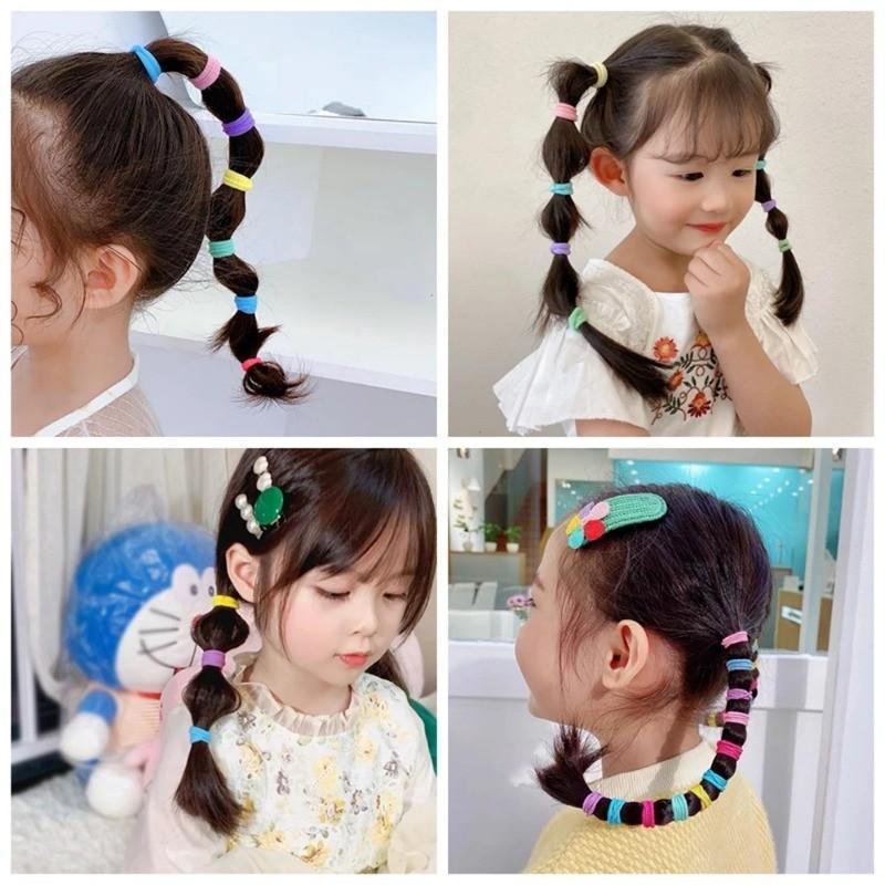 Dây Buộc Tóc Trẻ Em, Bền, Nhiều Màu Sắc, Có Sẵn Trong 100 / 300 / 500 Miếng, Hàng Mới Về 2