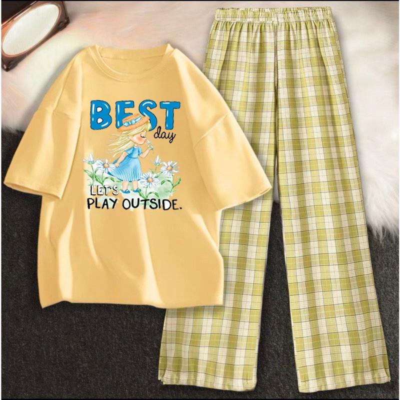 Product Introduction of Sét  bộ Áo phông in hình chữ Best Day + Quần Kẻ Karo, chất đẹp mặc không xù, thiết kế cá tính. 23