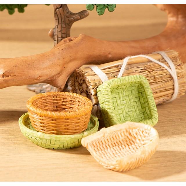 Mô hình bàn ghế tre, rổ tre, sọt tre size mini decor tiểu cảnh, trang trí nhà mô hình ( có clip thực tế ) 5