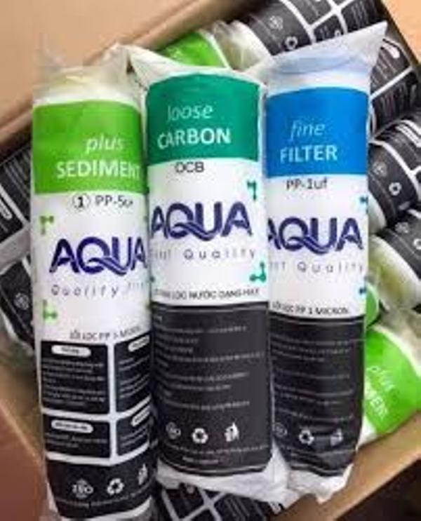 COMBO BỘ LÕI LỌC NƯỚC AQUA 123 - DÙNG ĐƯỢC CHO MỌI MÁY LỌC NƯỚC GIA ĐÌNH THÔNG THƯỜNG