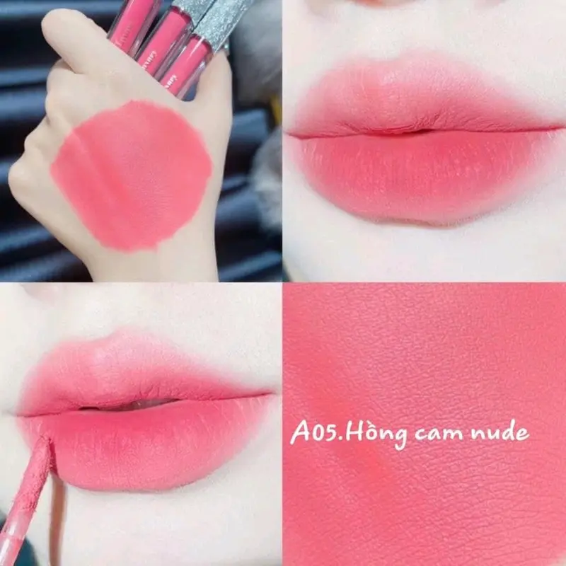 Son hồng cam đào màu son tone hồng nhẹ nhàng, màu son siêu tôn da 2
