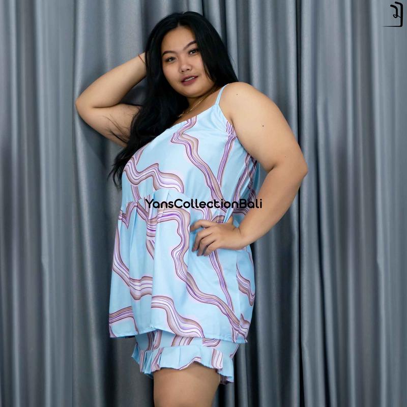 Setelan baju tidur pendek tanktop rayon Bali oneset Casual Celana Wanita 4